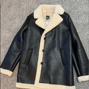 Leather Pea Coat - Wild Fable™ Black M